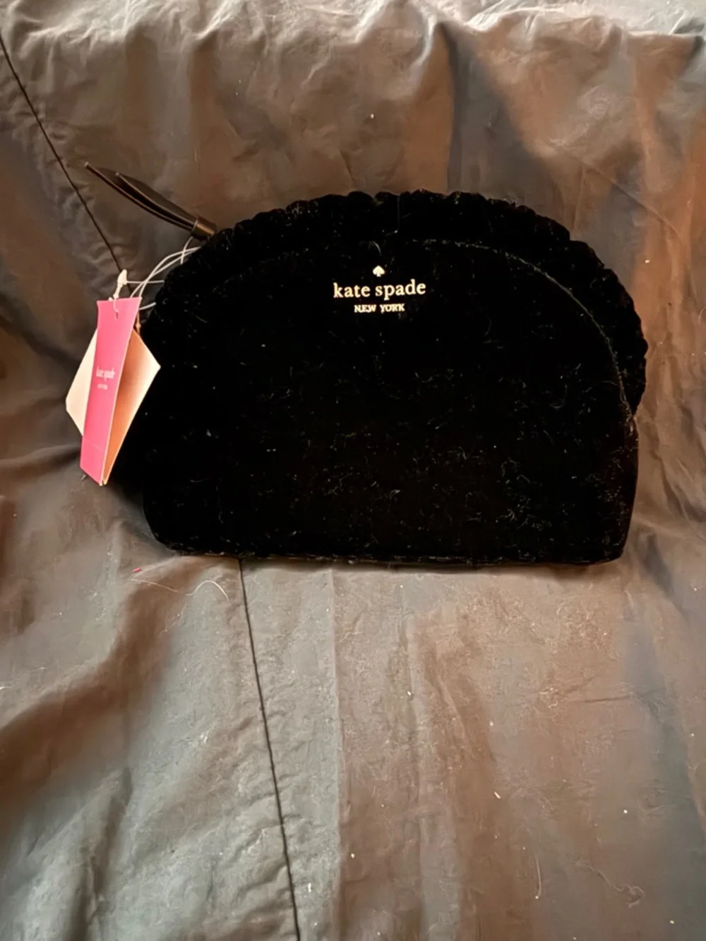 kate spade Black Crushed Velvet Cosmetic Case